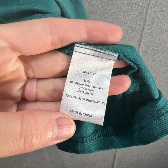 Laurie Felt Cotton Spandex Rayon Made from Bamboo Tee with Applia Emerald Medium - Picture 10 of 10